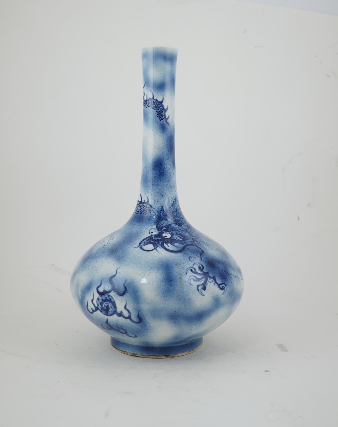 A Chinese blue and white ‘dragon’ bottle vase, 19th century